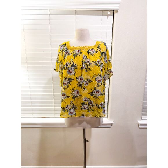 Retrology Yellow Floral Blouse M - Picture 1 of 6